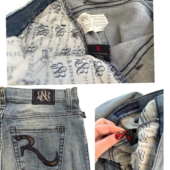 2000'S VTG. RARE ROCK & REPUBLIC STUDDED‎ LOW RISE KASSANDRA JEANS US SZ. 8 - Picture 5 of 5